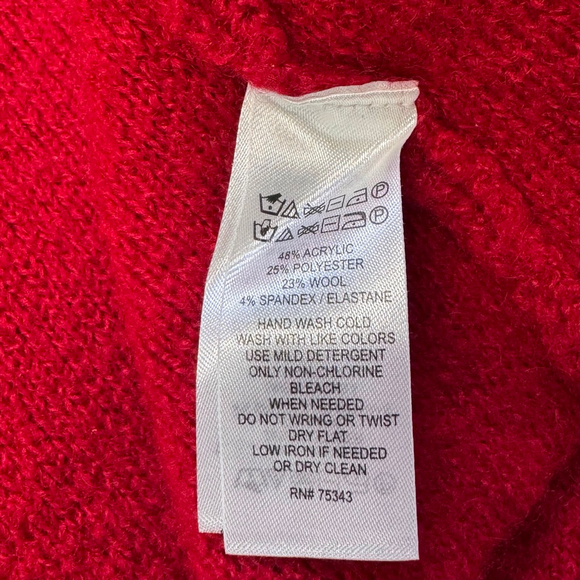 Adrienne Vittadini Red Rhinestone Cardigan Sweater Medium - Picture 8 of 13